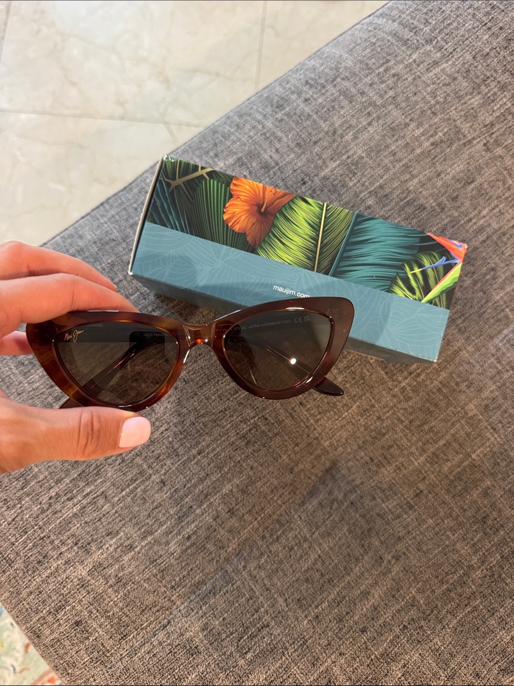 NWT Maui Jim Tortoise Green Lychee Cat Eye Polarized Sunglasses- foldable case